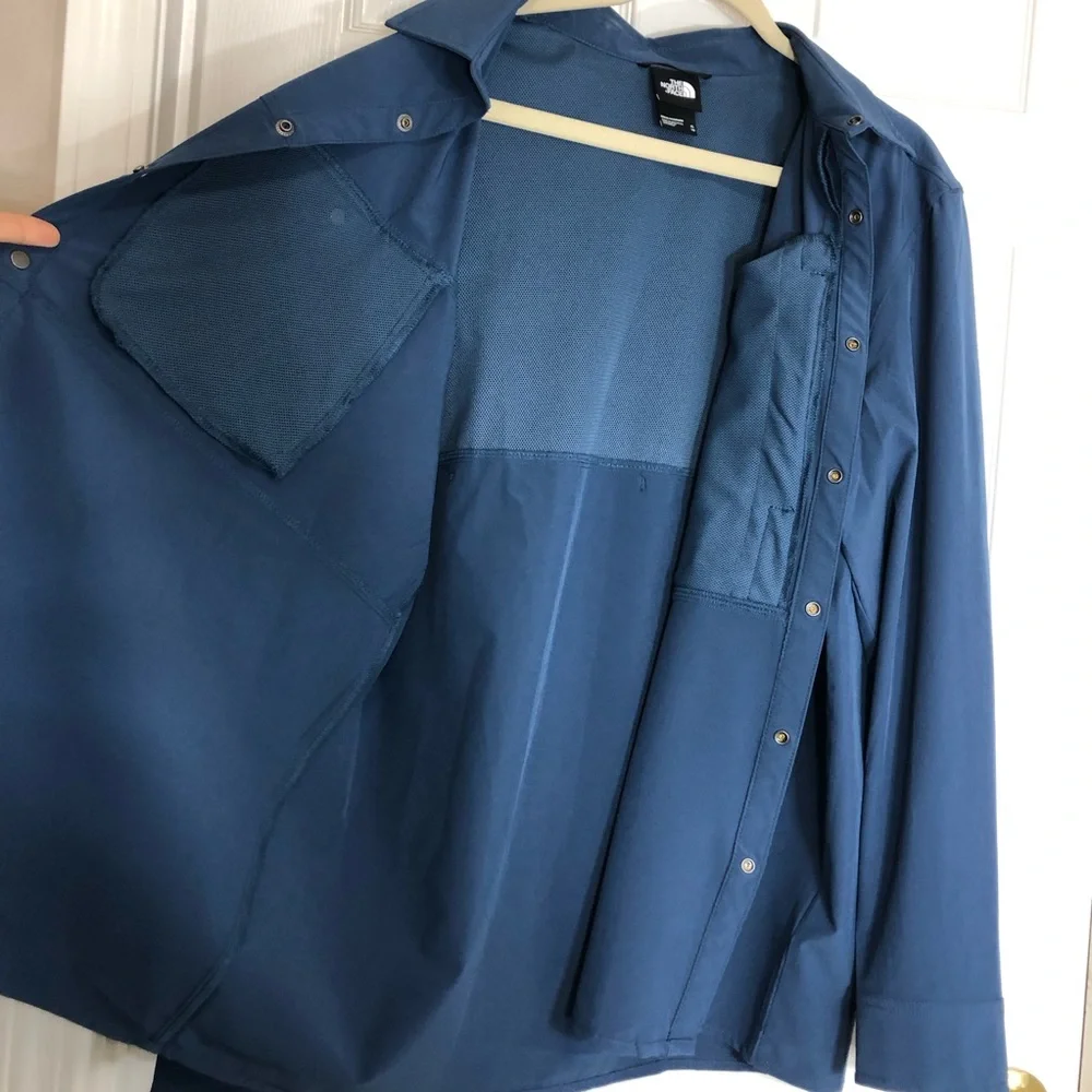 The‎ North Face Men Sniktau Blue Long Sleeve Snap Button Hiking Outdoor Shirt XL